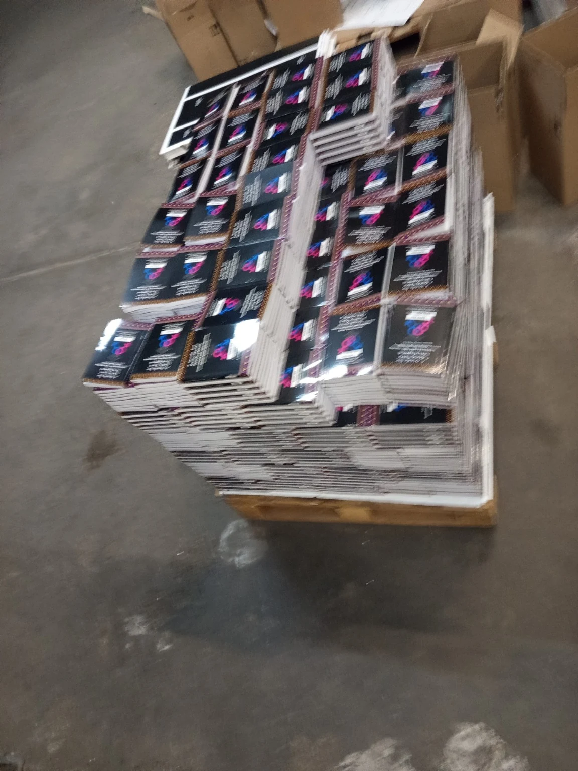 Large quantity of printed educational booklets prepared on pallet in Johannesburg