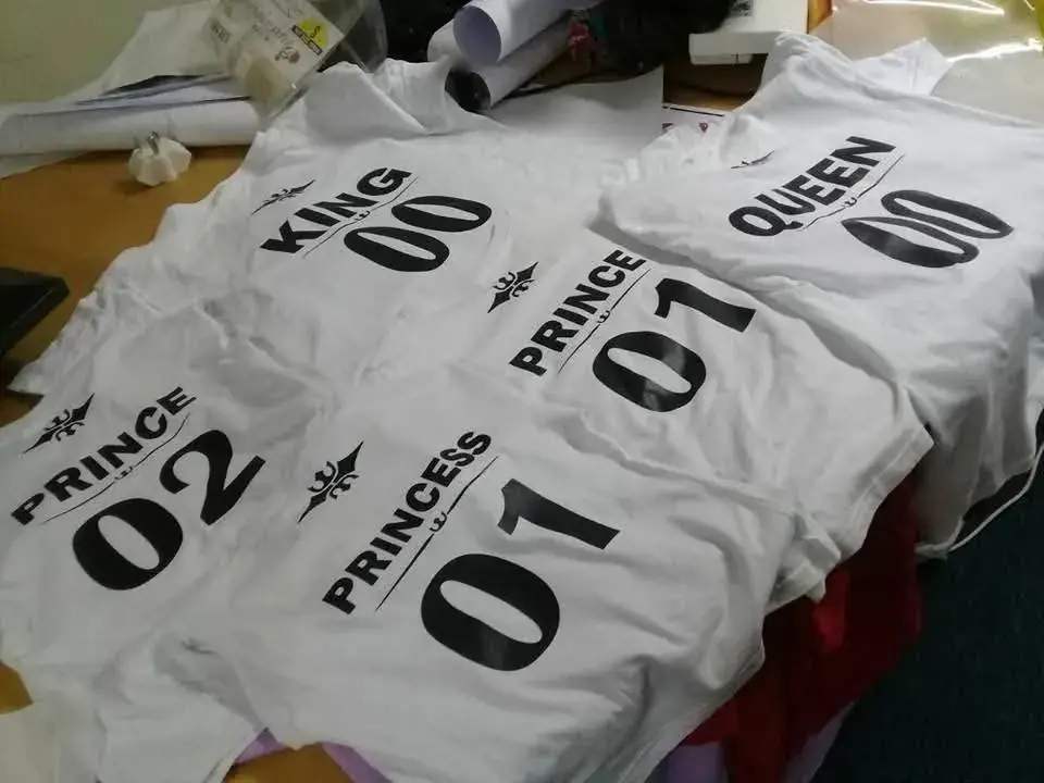 Custom numbered shirts arranged for a group apparel order